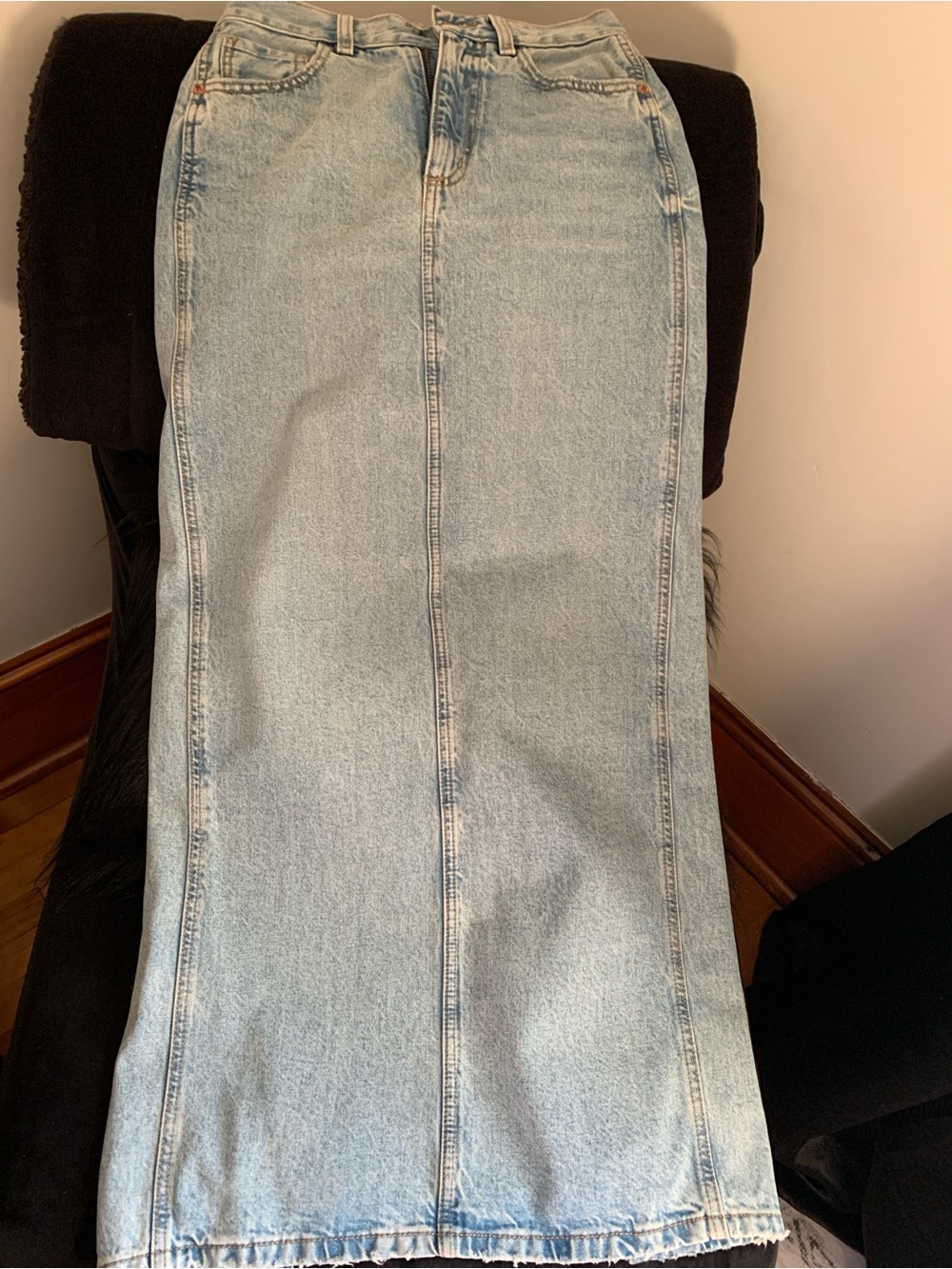 Dynamite Light Wash Denim Maxi Skirt